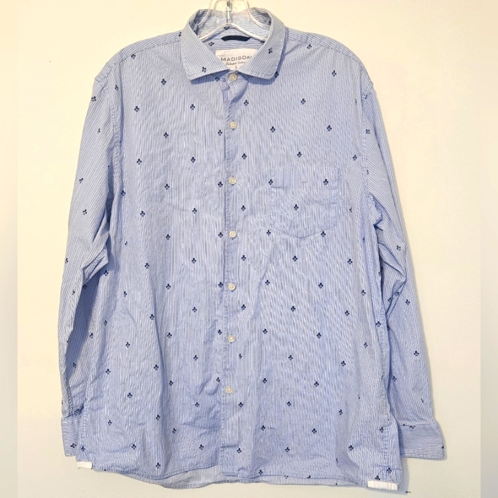 Madison Relaxd Cotton Blue Men's Shirt Large EUC